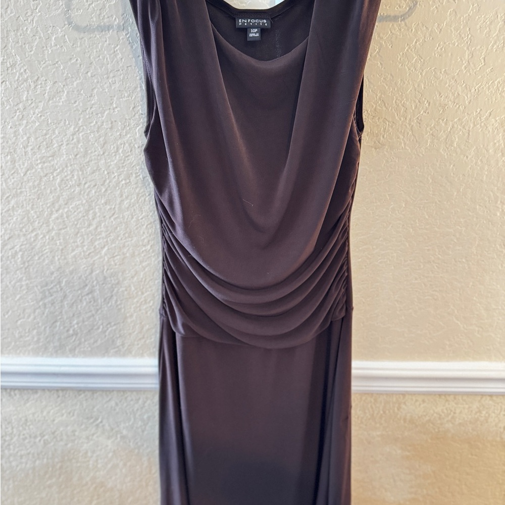 Chocolate Brown Draped Midi Dress